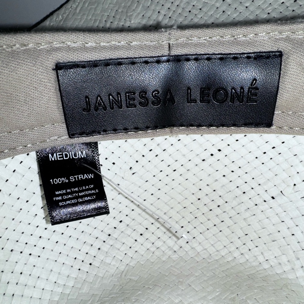 Janessa Leone Jude Bleach Straw Fedora Sun Hat M - Picture 5 of 5
